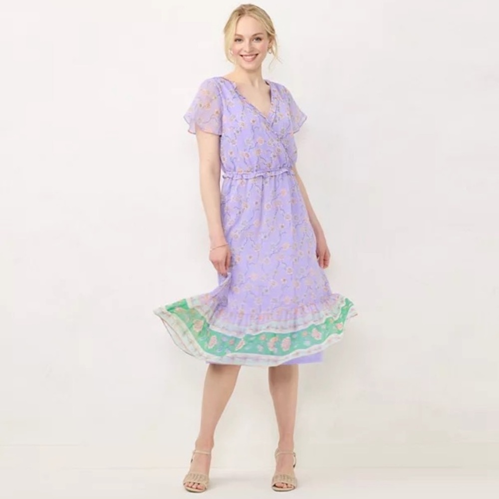 Women's LC Lauren Conrad Flutter Sleeve Faux-Wrap Dress